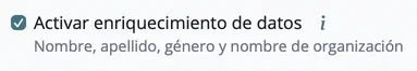 Casilla «Activar enriquecimiento de datos» en la pantalla de subida de archivos