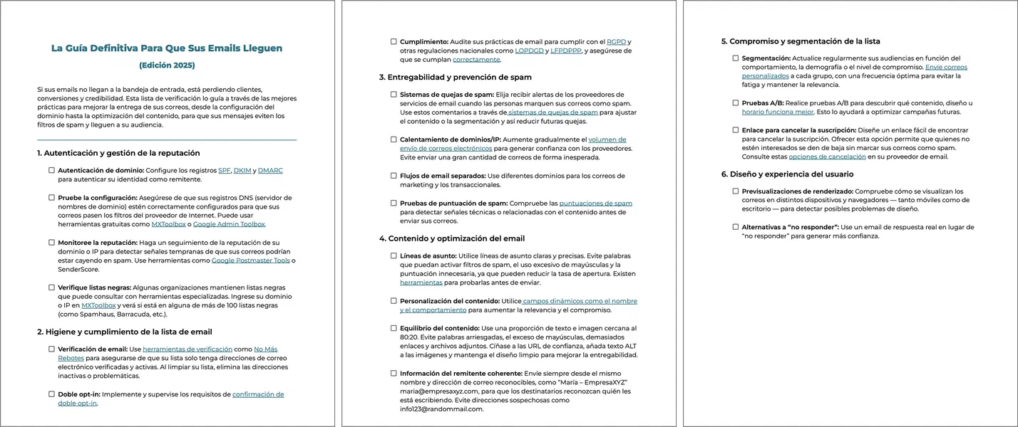 Imagen de la lista definitiva para que sus emails lleguen