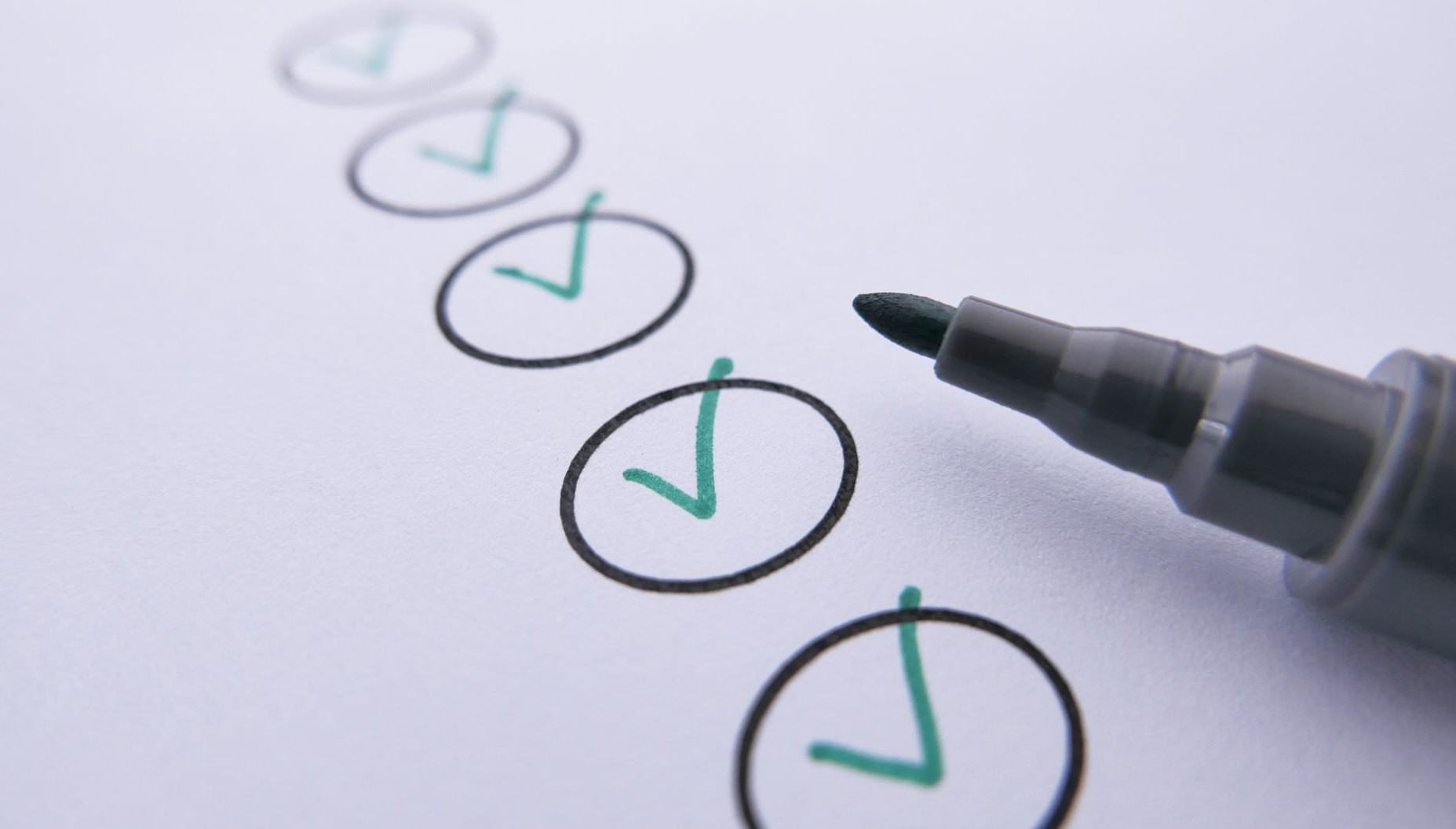 Marcas verdes en una lista de verificación